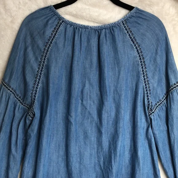 Gap Boho Embroidered Peasant Top Medium Balloon Sleeve - Picture 9 of 13